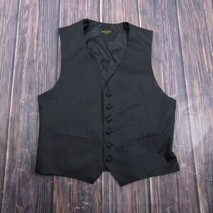 Santana Dress Vest Mens Medium Black Formal Suit Waistcoat 6 Button Made in USA